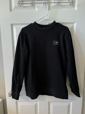 Fendi Men's Black Crewneck Sweatshirt with Logo Patch